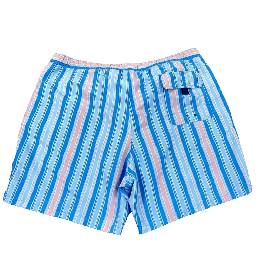 Vineyard Vines Swim Trunks Men Large Blue Pink Striped Bored Shorts Preppy Adult